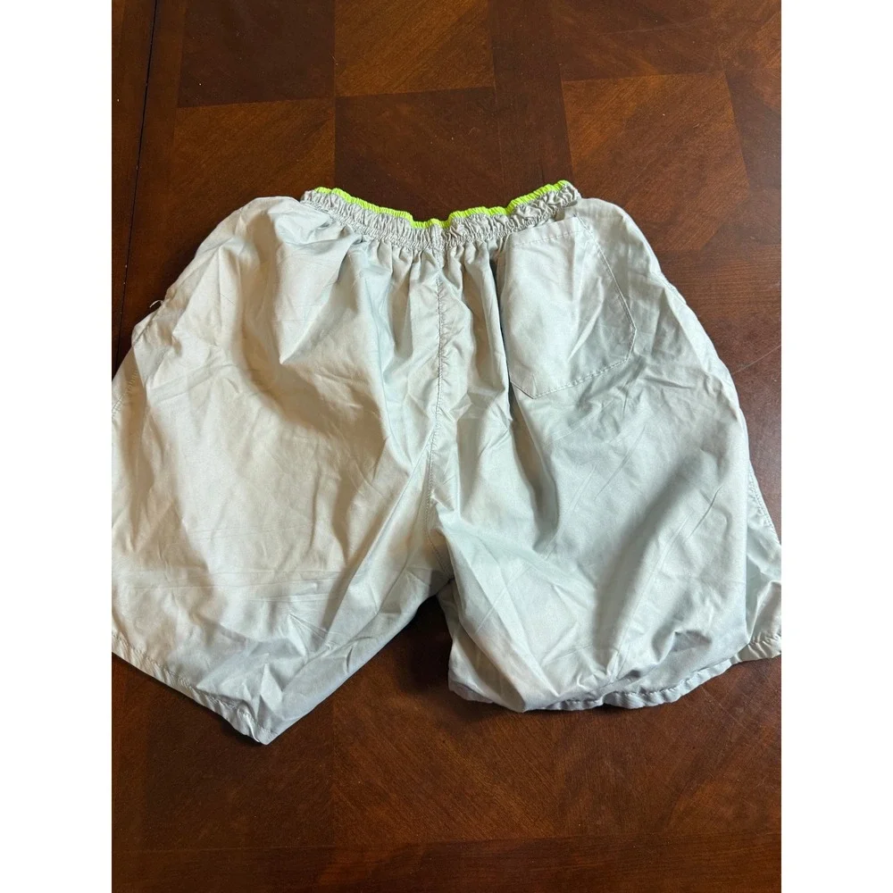 Polo Ralph Lauren Mens XL Gray Neon Yellow Pony Logo Mesh Lined Swim Trunks